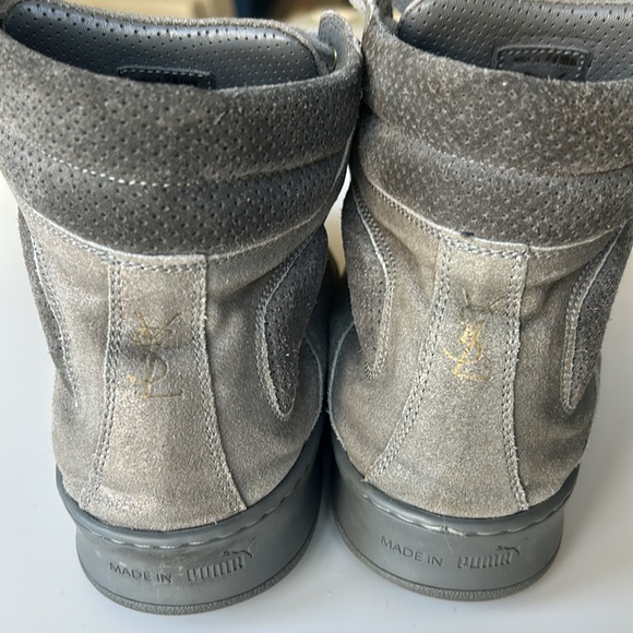 YSL x Puma Gray Leather Hi-tops. - Picture 5 of 7